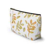 Watercolor Tossed Leaves Accessory Pouch w T-bottom in Yellow